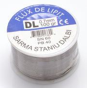 Sarma fludor cu pasta decapanta, aliaj SN60/PB40, diametru 0,7mm, rola 100g pentru lipiri electronice