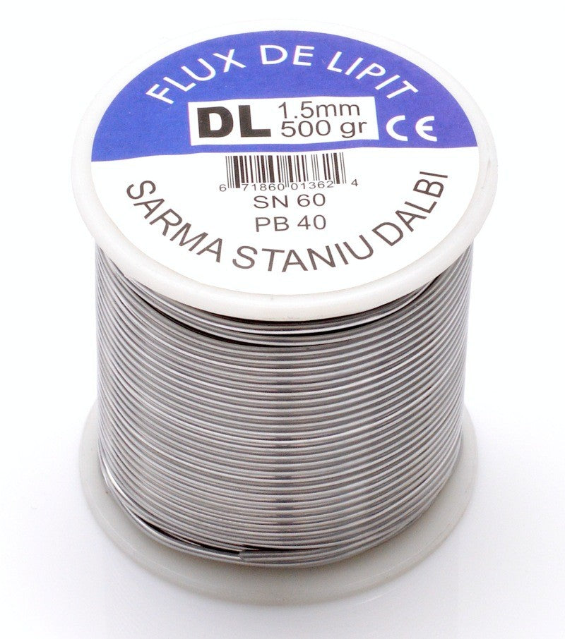 Solder Wire with Paste, 500g - 1.5mm, SN60/PB40