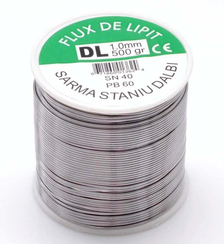 Soldering wire with flux, 500g - 1mm, SN40/PB60