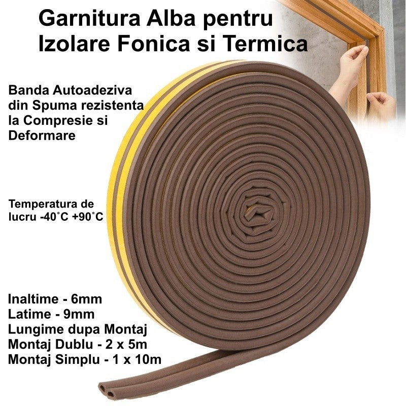 Brown Self-Adhesive Seal Strip - Windows / Doors - 10m/Roll