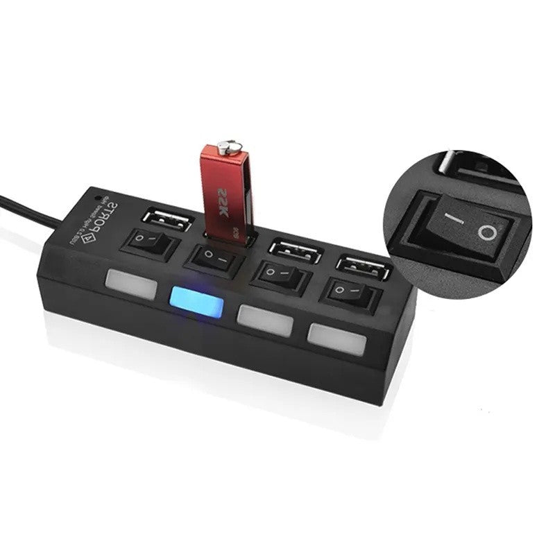 HUB 4-Port USB 2.0 with Switch and LED