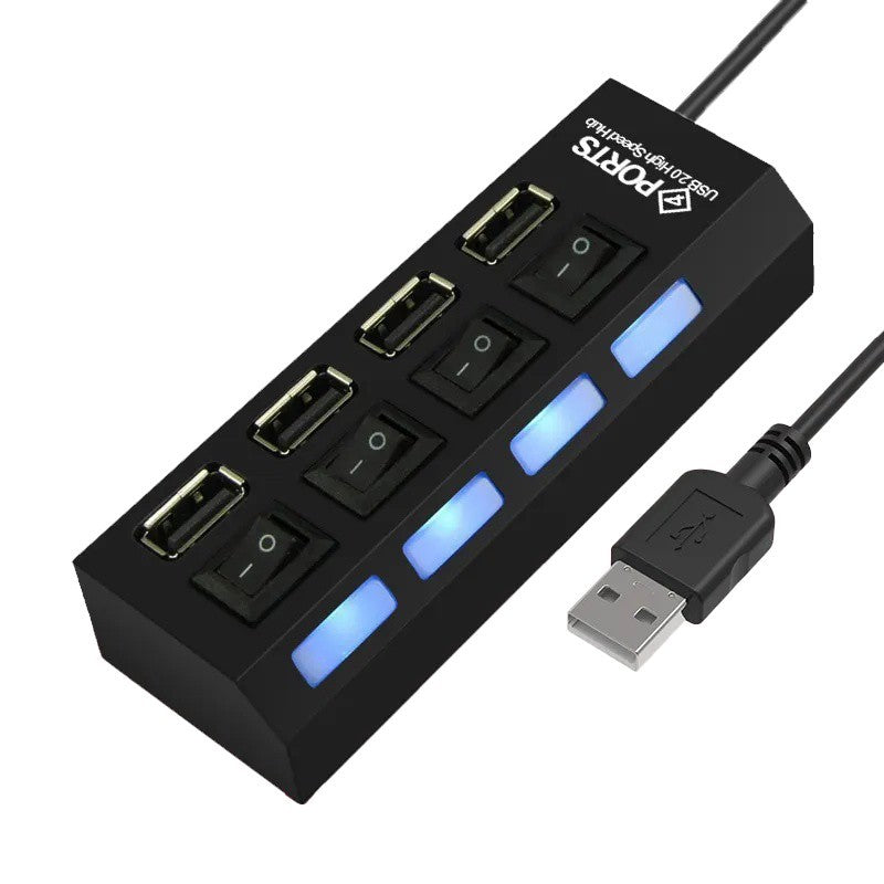 HUB 4-Port USB 2.0 with Switch and LED