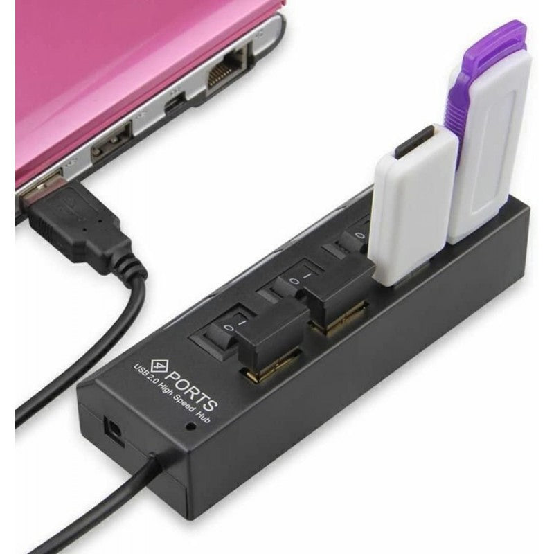 HUB 4-Port USB 2.0 with Switch and LED