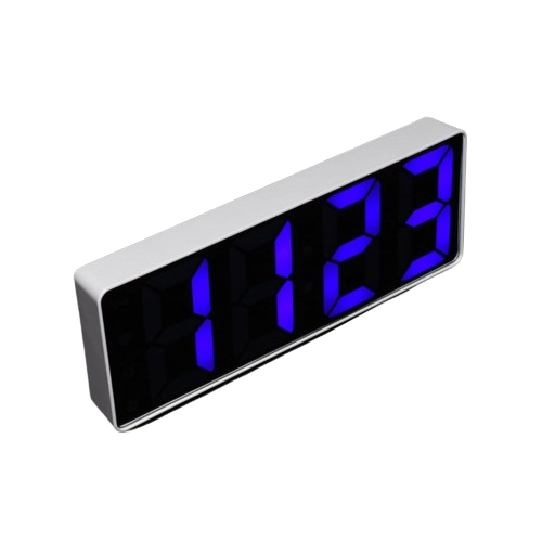 Blue LED Mirror Clock with Alarm