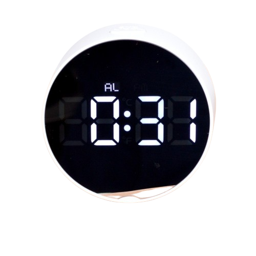 Digital Round Clock, Modern, White LED