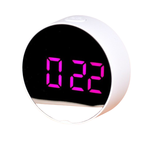 DT-6505 Round Mirror Purple LED Clock