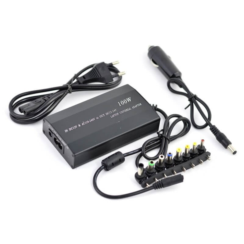Universal Laptop Charger, Home and Car, 8 Connectors Included, 100W