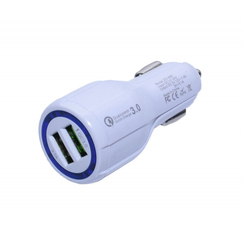 Car Charger 2 X USB 3.0 / D-15, White