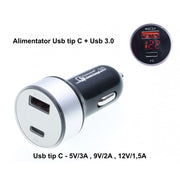 Smart Car Charger Qualcomm USB 3.0 + PD - USB Type C