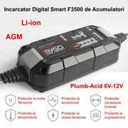 BYGD F3500 Smart Digital Li-ion / Lead-Acid 6V-12V / AGM Battery Charger