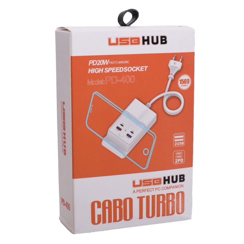 Desktop Charger with Fast-Charge, 2x Type-C, 2x USB, PD, 20W
