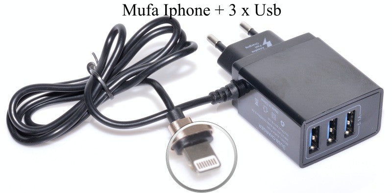 FAST Mains Charger - 5.1A/iPhone + 3 x USB