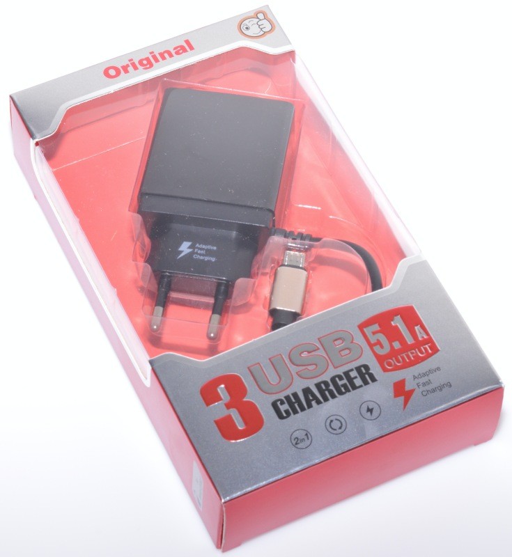 FAST Mains Charger - 5.1A/Micro USB+3xUSB