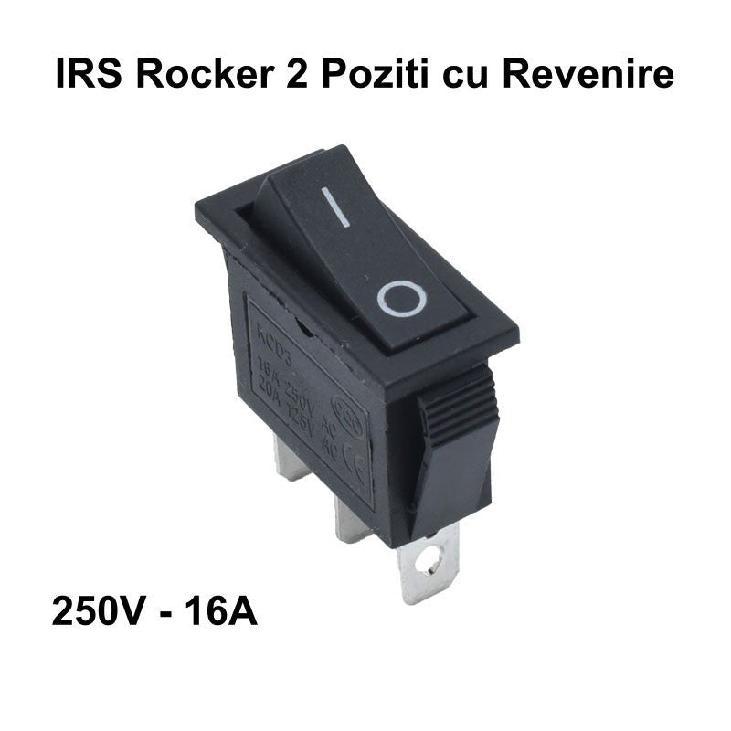 IRS Rocker Switch, 2-Position, Momentary, 3-Pin - 16A / 250V - KCD3