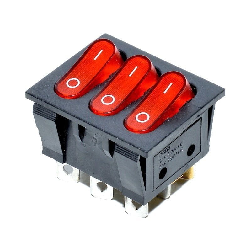 Triple ON-OFF Red Button KCD3 16A-250V