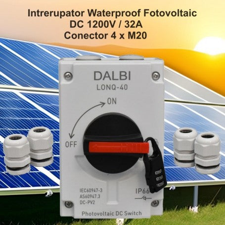 Photovoltaic Solar System DC Switch 1200V / 32A - 4 x M20 Connectors