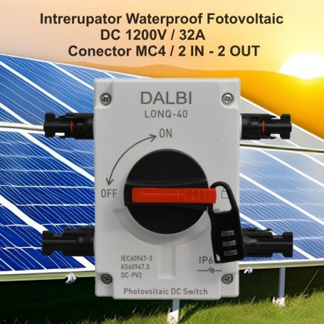 DC Photovoltaic Solar System Disconnect Switch 1200V / 32A - MC4 Connectors / 2 IN - 2 OUT