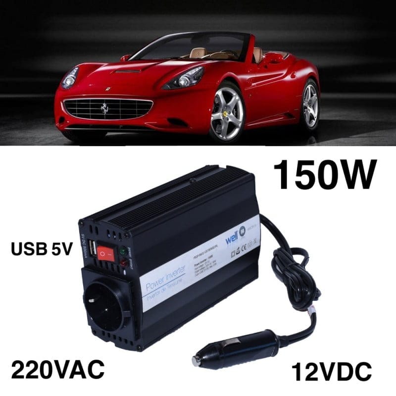 Car Power Inverter 150W, 12V-220V + USB