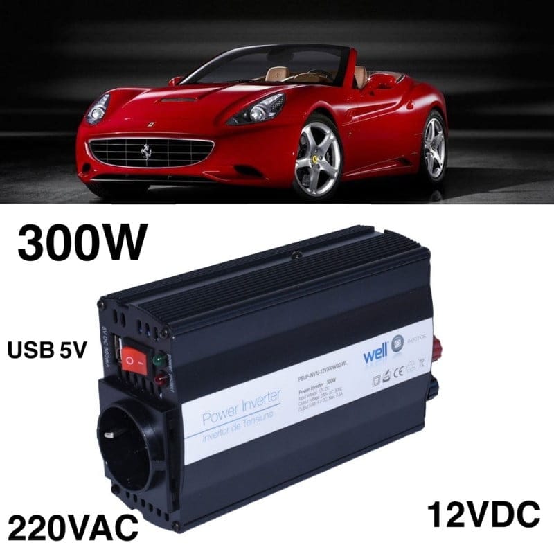 Car Power Inverter 300W, 12V-220V + USB
