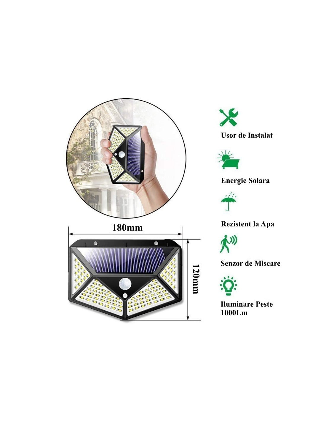 Solar Wall Lamp Sensor 114 LED