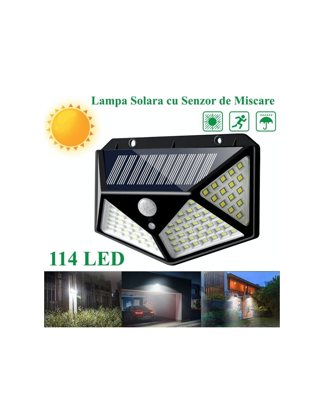 Solar Wall Lamp Sensor 114 LED
