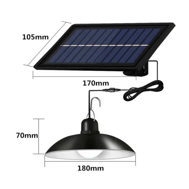 Solar Pendant Chandelier Lamp, Separate Panel, IP65 Protection