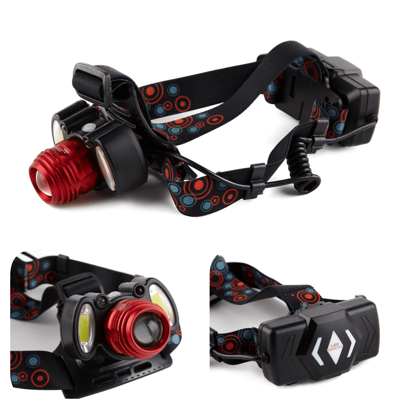 Headlamp with Sensor, 1T6 LED x 2 COB + 2x3.7V Li-ion