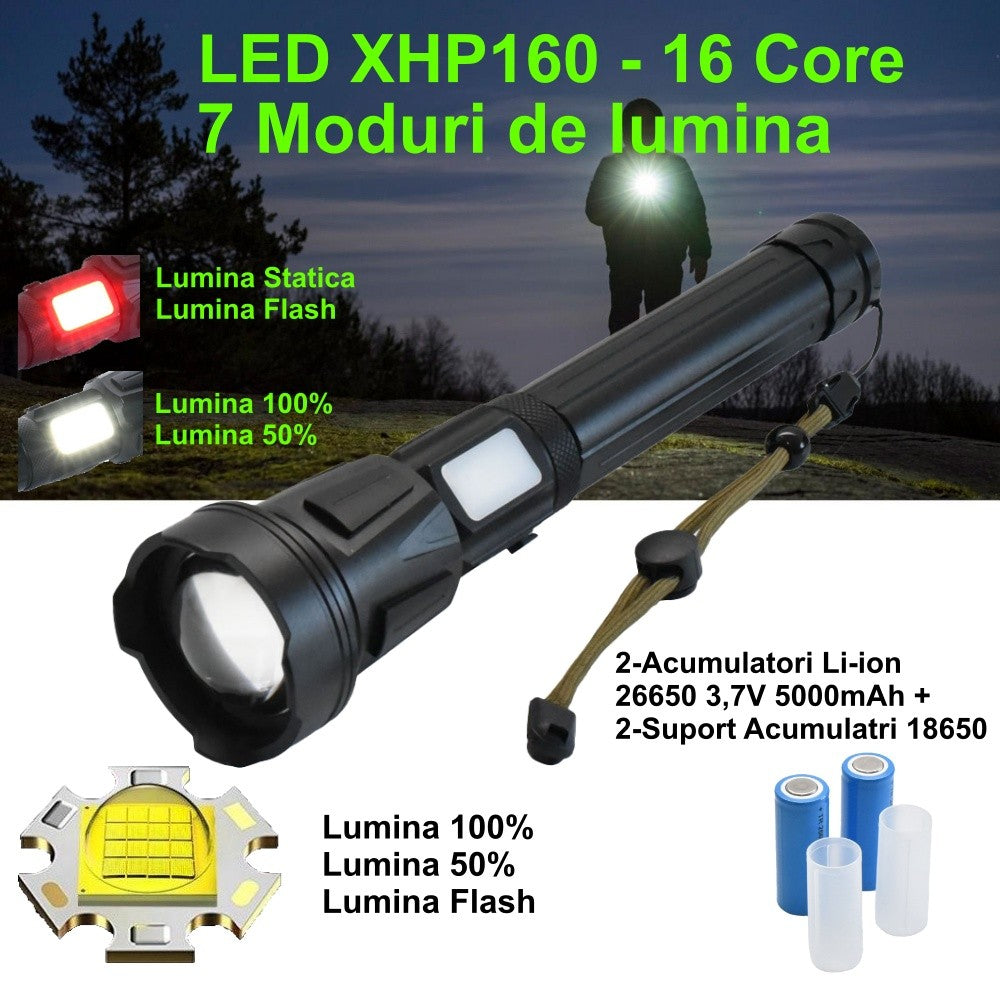 Professional Flashlight with XHP-160 / 16-Core LED