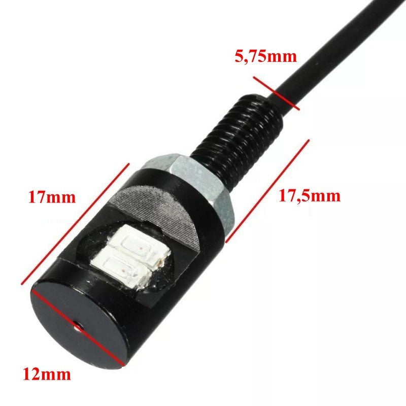 Car LED SMD, 12mm Diameter, 12V, 25cm Wire, Set of 2 Pcs, Yellow