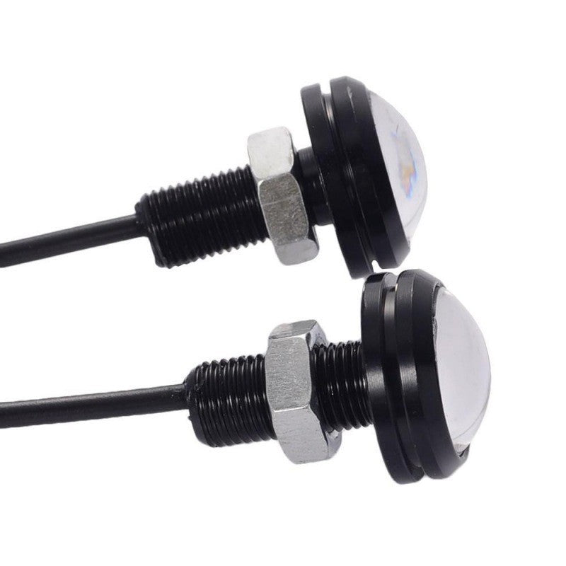 Set of 2 Car LED Lights with Wire, 18mm Diameter, 12V, 9W Power, Yellow