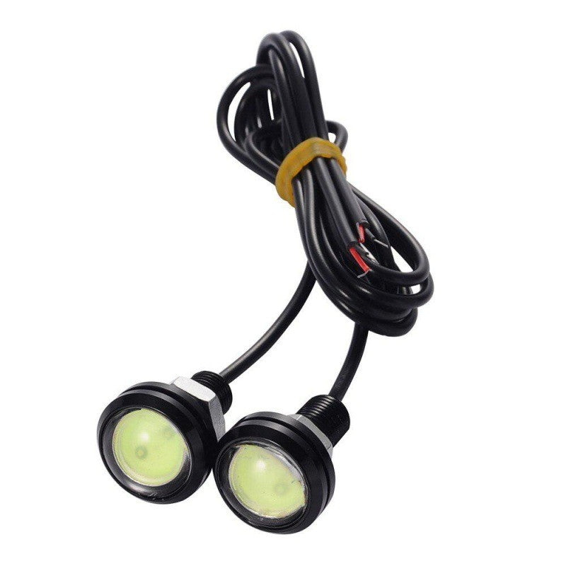 Set of 2 Car LED Lights with Wire, 18mm Diameter, 12V, 9W Power, White