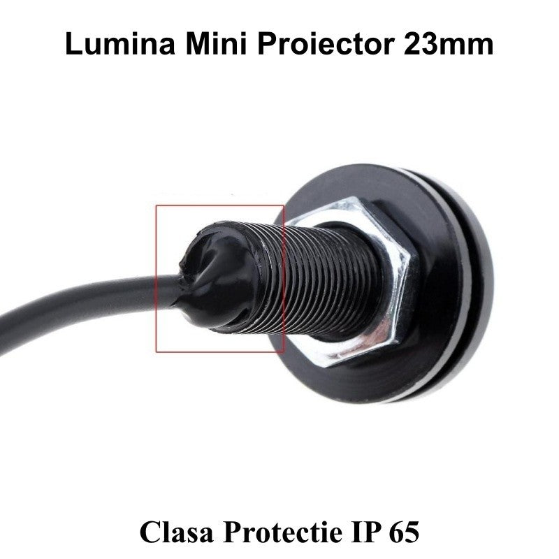 Waterproof Car LEDs with wire, 23mm Diameter, 12V, 9W Power, Set of 2 Pcs, White