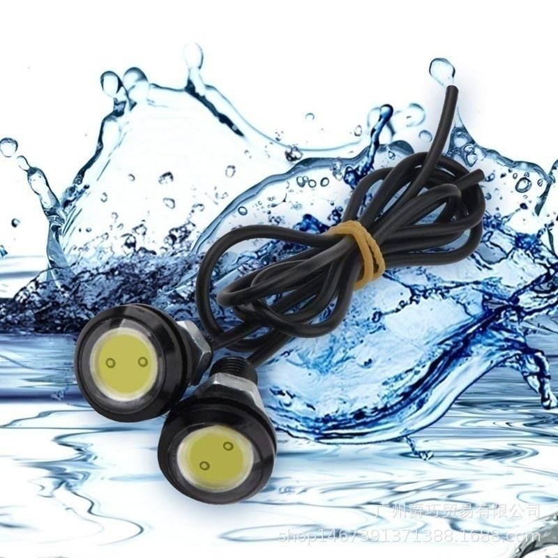 Waterproof Car LEDs with wire, 23mm Diameter, 12V, 9W Power, Set of 2 Pcs, White