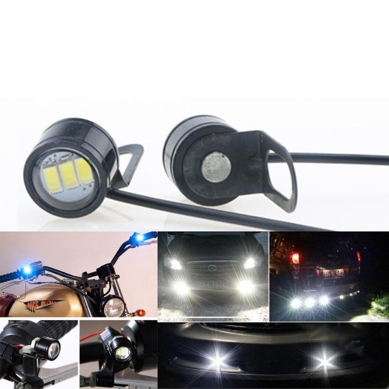 Set of 2x LED Auto/Moto with metal bracket and wire, 23mm Diameter, 9W, Red