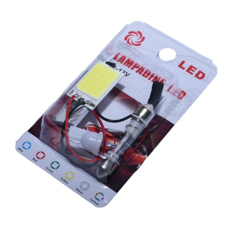 Car LED COB Dome Light, 36 LEDs, Cool White Light, Festoon/T10 Adapter, 6W