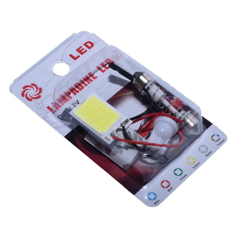 Car LED COB Dome Light, 36 LEDs, Cool White Light, Festoon/T10 Adapter, 6W