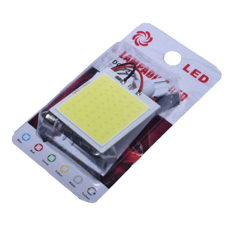 Car LED COB Dome Light, 48 LEDs, Cool White Light, Festoon/T10 Adapter, 8W