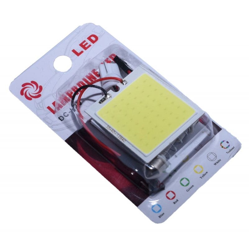 Car LED COB Dome Light, 48 LEDs, Cool White Light, Festoon/T10 Adapter, 8W