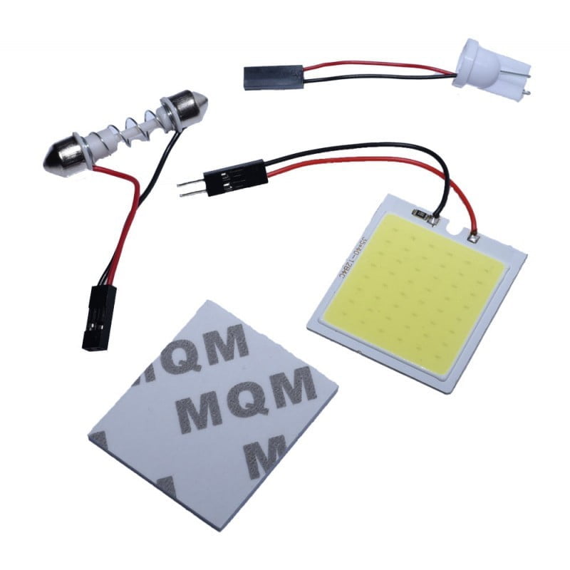 Car LED COB Dome Light, 48 LEDs, Cool White Light, Festoon/T10 Adapter, 8W
