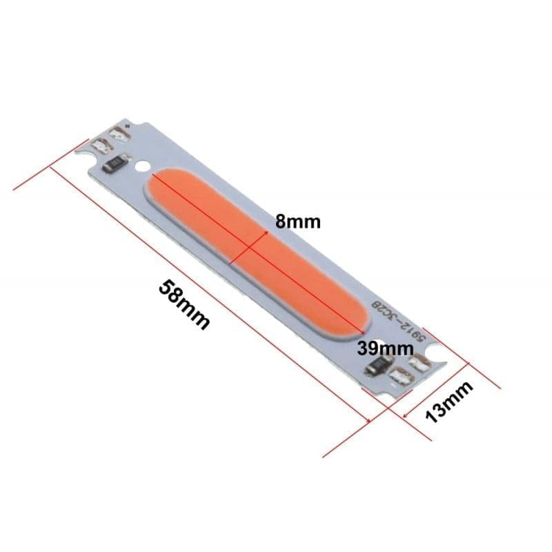 LED Cob with 6 LED segments, 58X13MM, 2W, Red Light