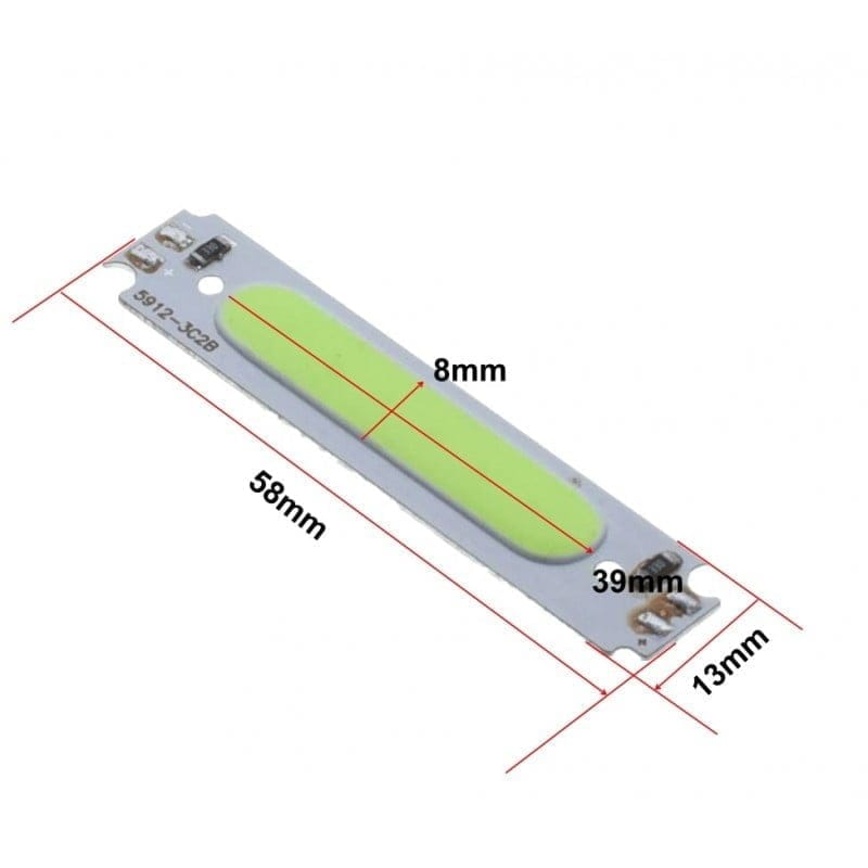 6-segment COB LED, 58X13MM, 2W, Green Light