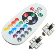 RGB Car LED with Remote Control, 36mm Festoon Socket, Set of 2