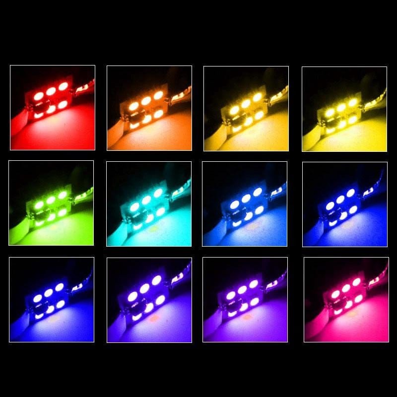 RGB Car LED with Remote Control, 36mm Festoon Socket, Set of 2