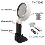 Magnifying Glass Marit 6x75mm with Light, Stand and Power Supply / TH-7020C