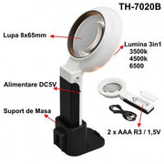 Magnifying Lamp 8x65mm with Light, Stand and Power Supply / TH-7020B