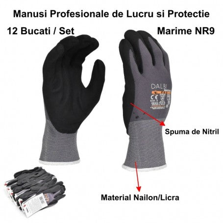 Professional Nitrile Work Gloves NR9 - 12 pcs/set