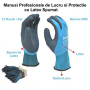 Professional Work and Protection Gloves with Foamed Latex NR.8 - 12 pcs/set