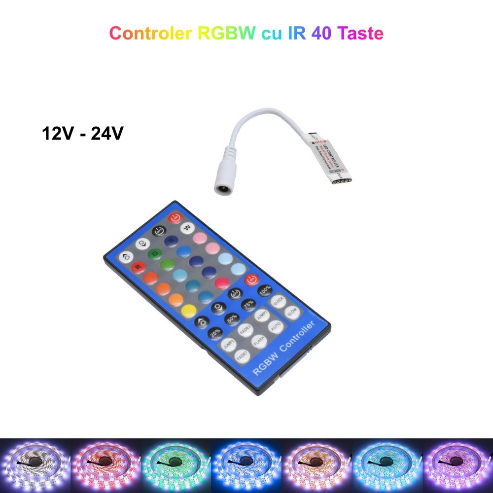 Mini RGBW LED Controller + 40-Key IR Remote