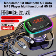 Car FM Modulator with Bluetooth 5.0 / Multifunctional MP3 Player HM15