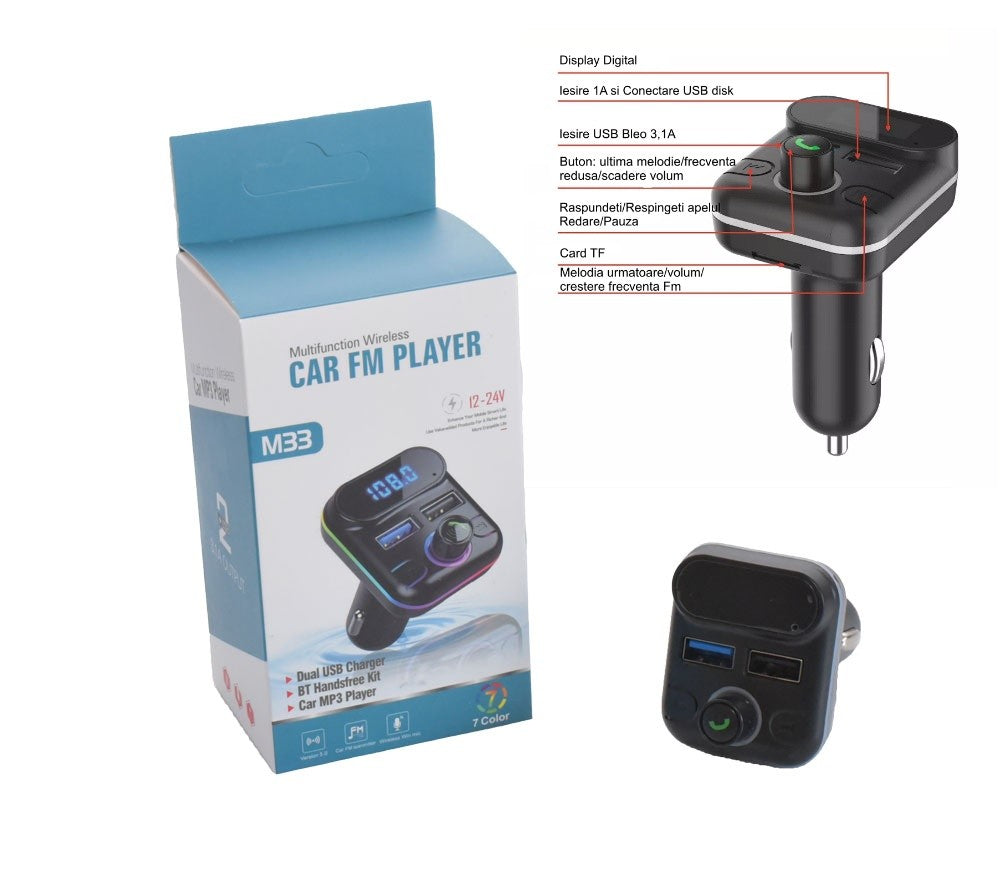 Bluetooth V5.0 FM Car Modulator / M33